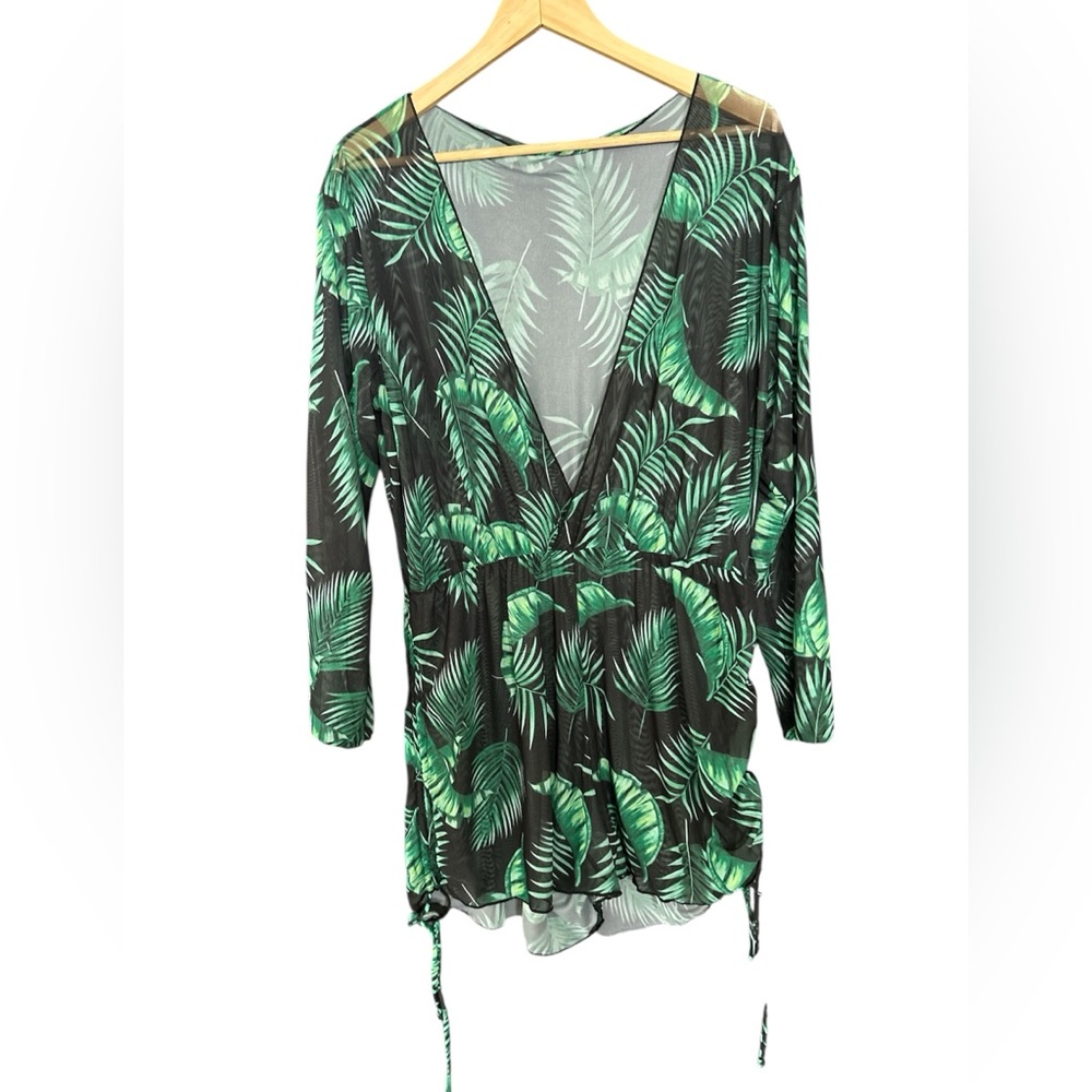Tropical Leaf Print Swim Cover-Up NWOT XL
